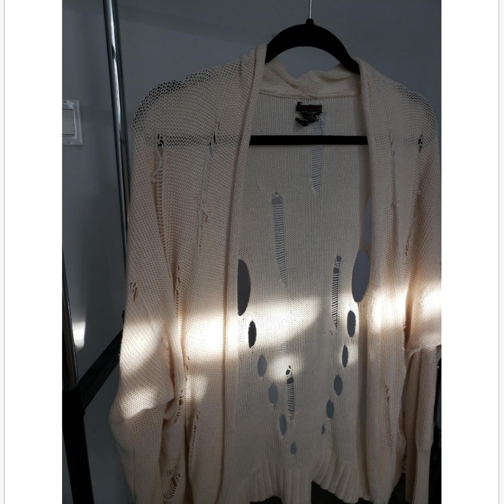 Distressed Cream Cardigan